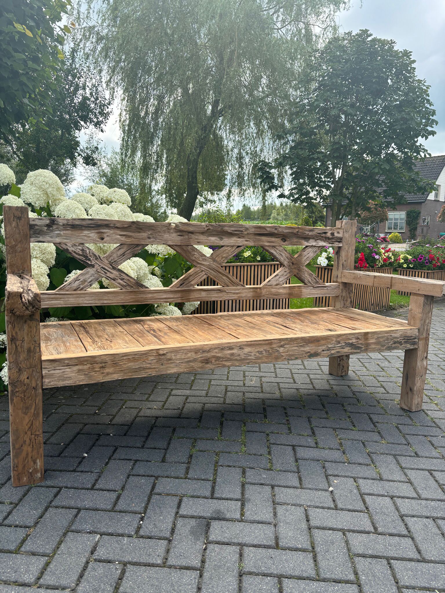 Tuinbank Oud Rustiek Teak 200cm